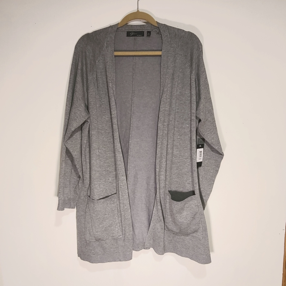 Cardigan NWT 2X Medium Heather Gray two Pocket